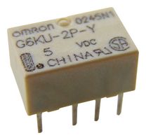 OMRON ELECTRONIC COMPONENTS G6KU-2P-Y-T1 DC5 Signal Relay, 5 VDC, DPDT, 2 A, G6K Series, Through Hole, Latching Single Coil