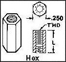 KEYSTONE 1836 Standoff, Zinc Plated, Brass, 8-32, Hex Female, 22.225 mm, Hex Brass Series