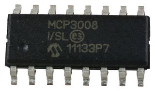 MICROCHIP MCP3008T-I/SL Analog to Digital Converter, SAR, 10 bit, 200 kSPS, 8 Channels, Pseudo Differential, Single Ended